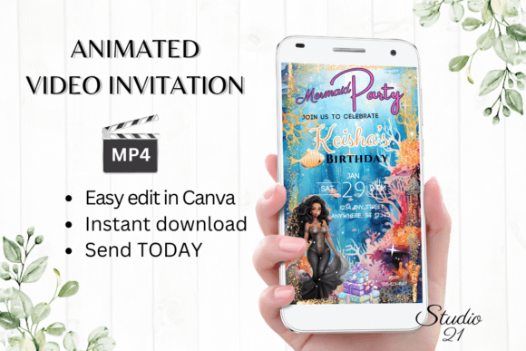 Download Smartphone Mermaid Birthday Invite - Mermaid birthday Collection