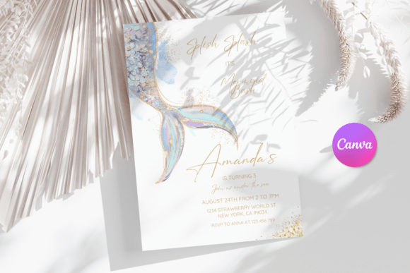 Download Editable Mermaid Birthday Invitation - Mermaid birthday Collection