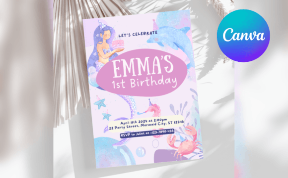 Download Editable Mermaid Birthday Invitation - Mermaid birthday Collection