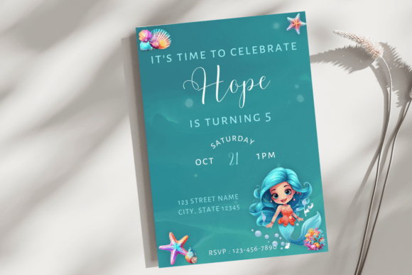 Download Girls Mermaid Birthday Invite Template - Mermaid birthday Collection