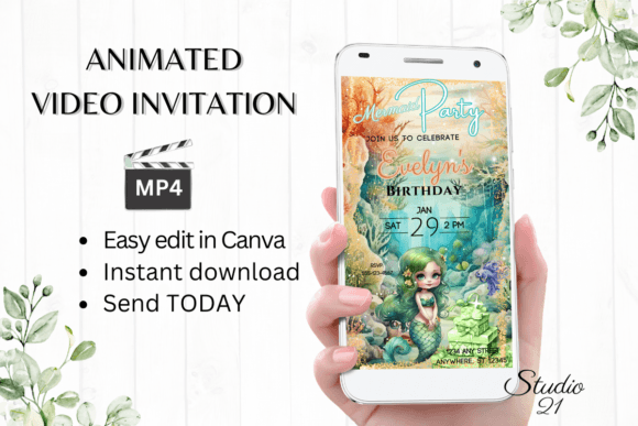 Download Animated Mermaid Birthday Invitation - Mermaid birthday Collection
