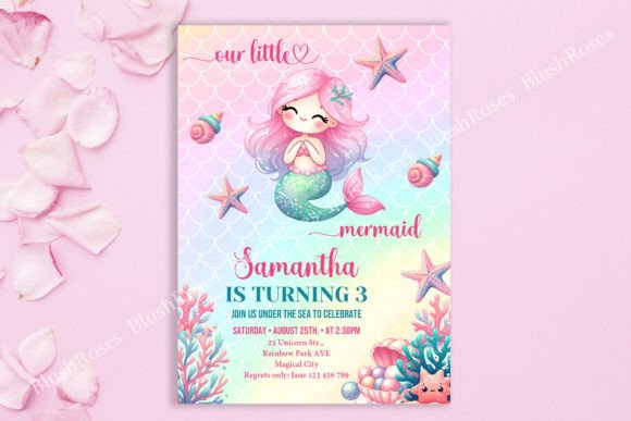 Download Cute Little Mermaid Birthday Invitation - Mermaid birthday Collection